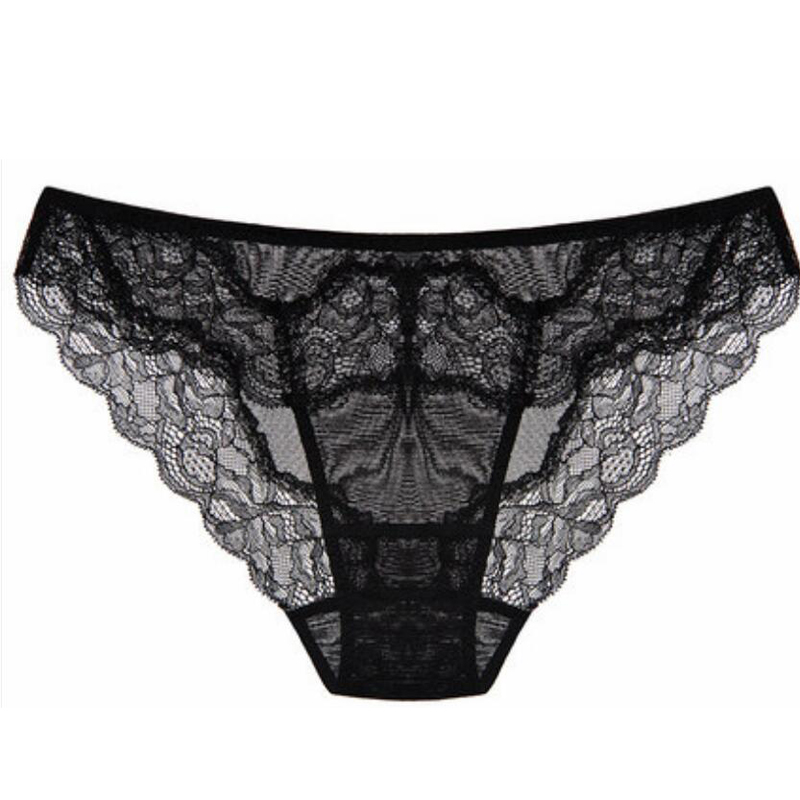100% SILK basic women PANTIES high quality Black Lace Sexy ladies lingerie calcinha briefs underwear calzoncillos